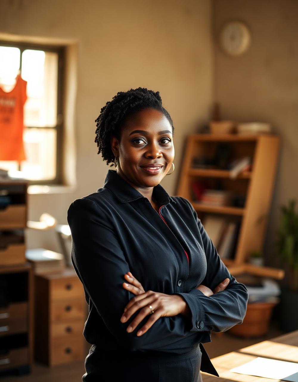 Portrait of Fatuma in her workspace